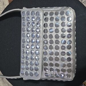 Vintage silver metallic shoulder bag